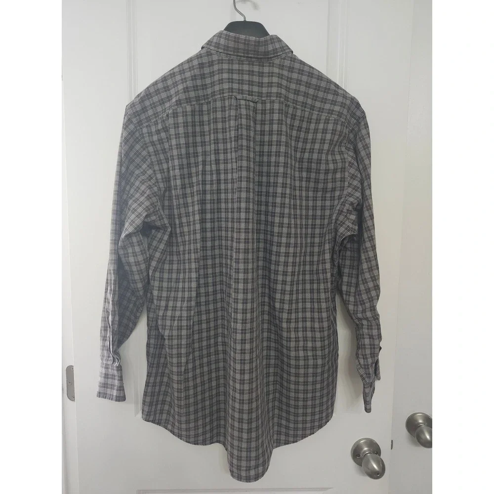 Dockers Men Button Down Plaid Long Sleeve Stain Defender Large Neck 16 16.5